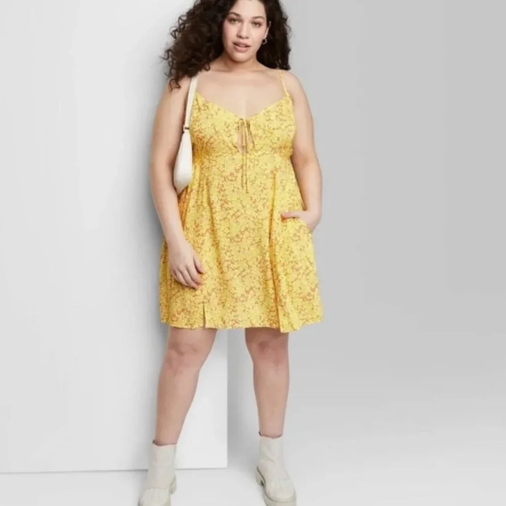 NWT Wild Fable Vibrant Yellow Floral Mini Dress in Size XXL
